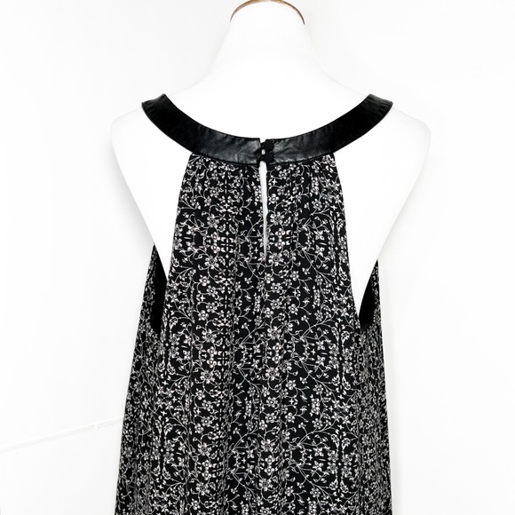 Torrid Black White Floral Faux Leather Halter Swing High Low Sleeveless Top 2X - Picture 7 of 10